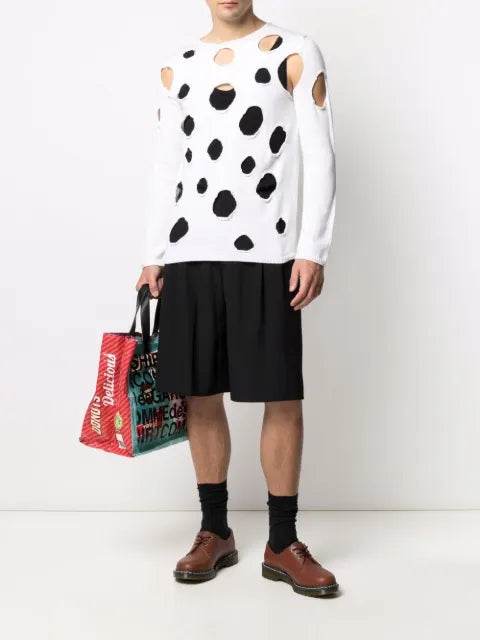Black Comme Des Garçons cut-out hole jumper