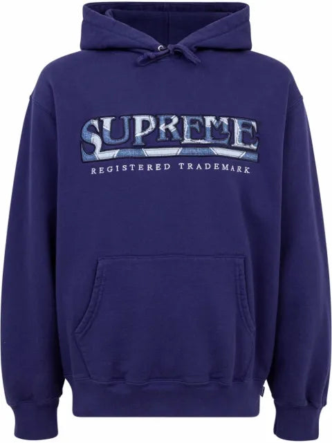 Supreme denim-print logo hoodie