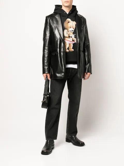 DOMREBEL Snap teddy-print pullover hoodie