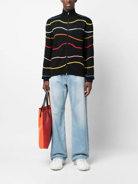 Marni stripe-pattern cotton cardigan