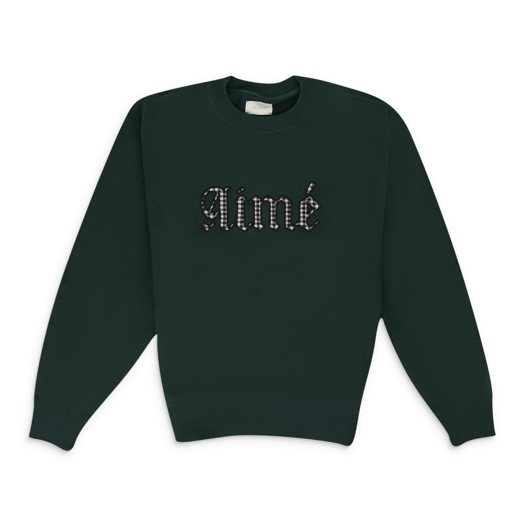 Green Houndstooth Applique Crewneck Sweatshirt