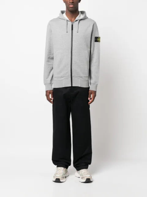 Stone Island Compass-motif drawstring cotton hoodie