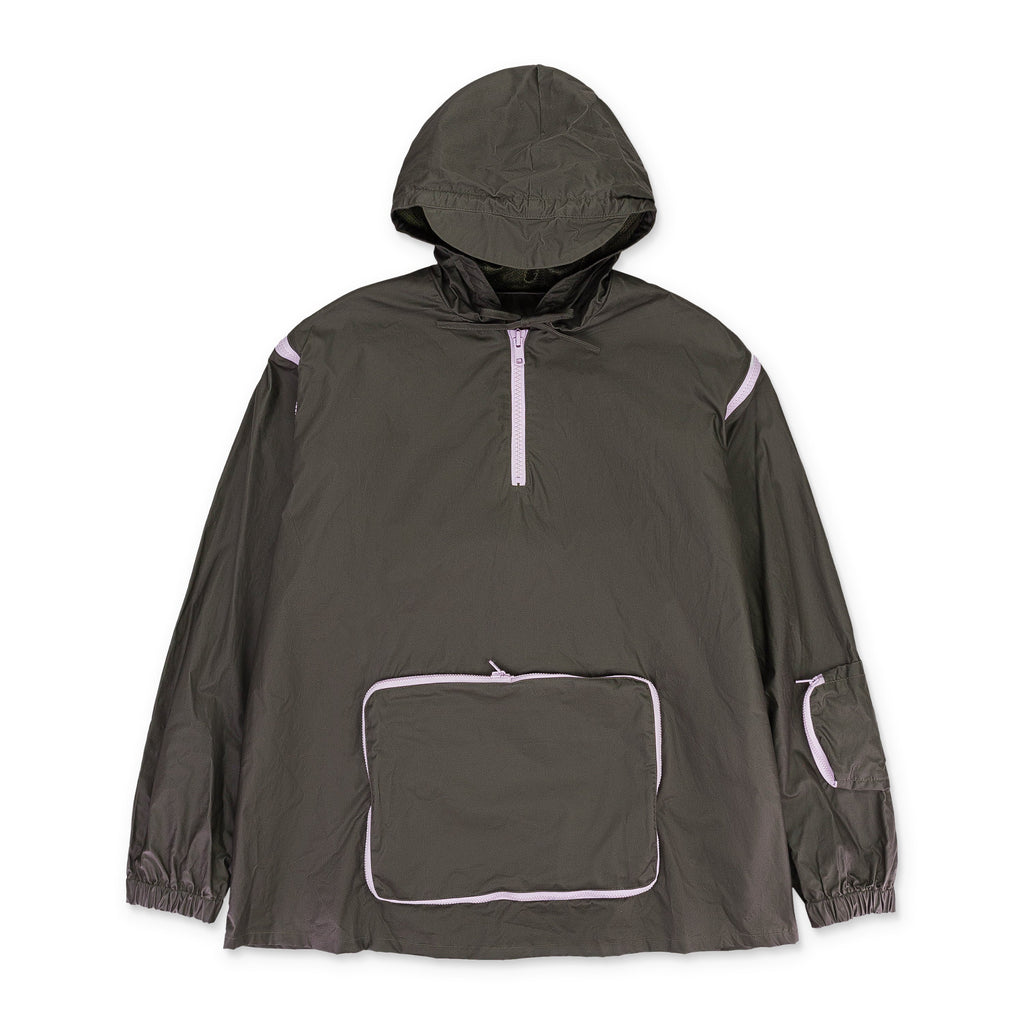 HALF ZIP ANORAK OLIVE/LAVENDER HOODIE