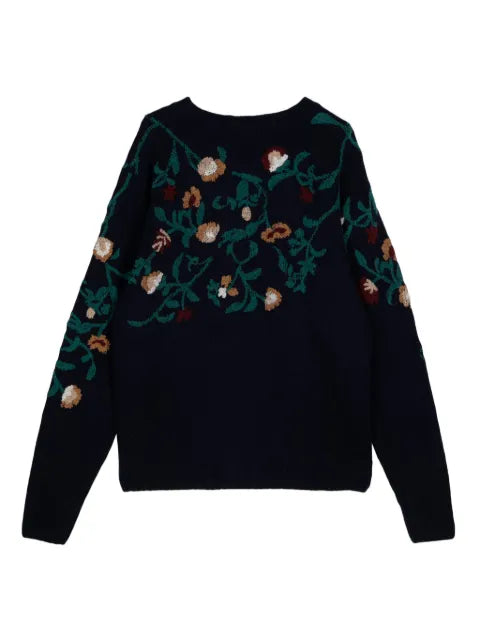 Leathersmith of London floral intarsia-knit jumper