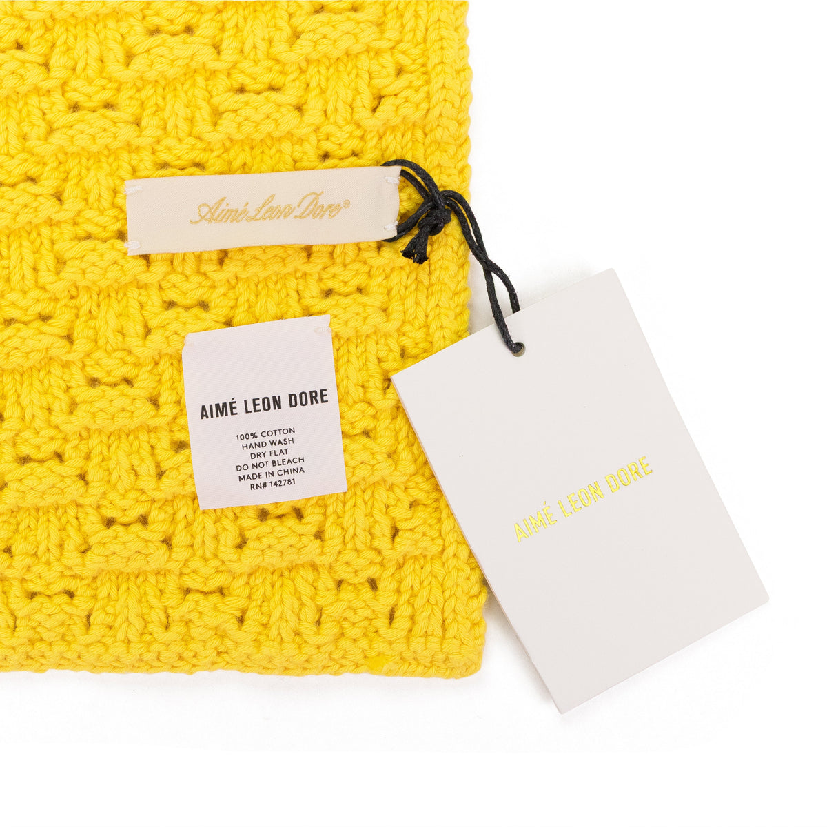 YELLOW EYELET KNIT SCARF