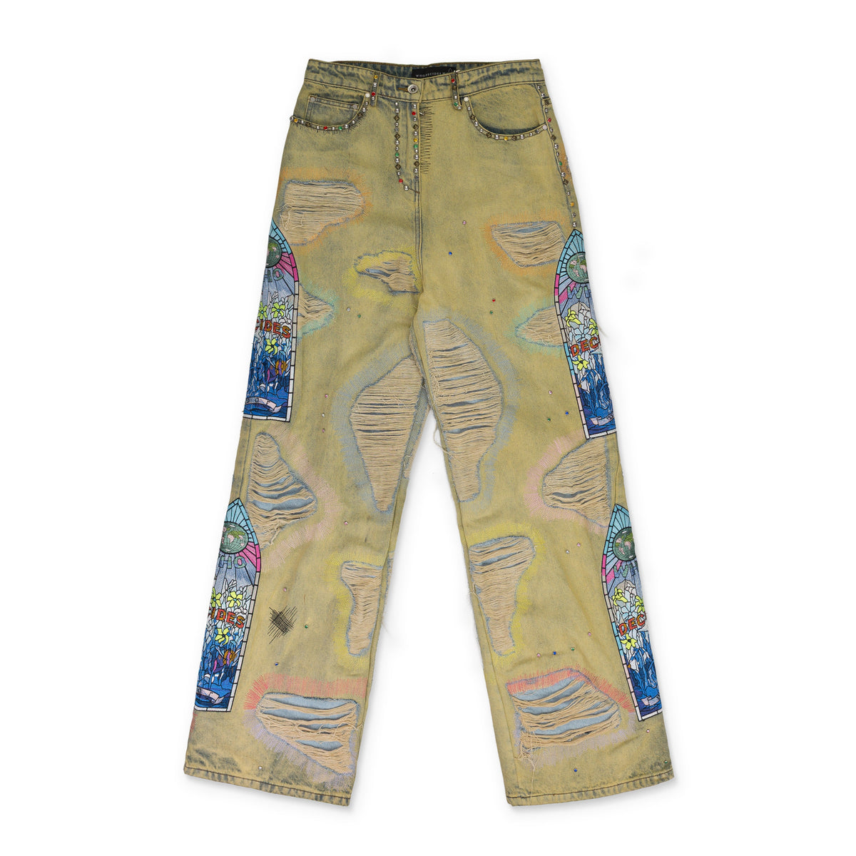 MULTI EMBROIDERED RELAXED-FIT JEANS
