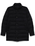 Moncler Vallonpierre hooded wool long down jacket