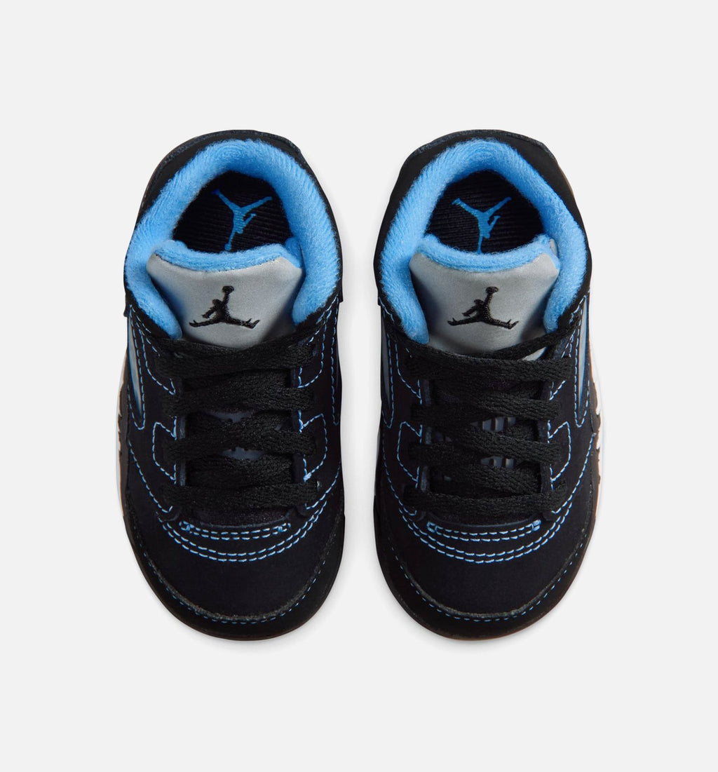 Air Jordan 5 Retro 'Black Carolina' - Infant/Toddler Lifestyle Sneaker (Black/University Blue/White)