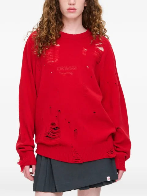 Charles Jeffrey Loverboy sweater with a distressed finish