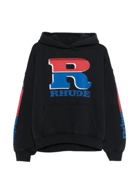 RHUDE split petrol logo hoodie