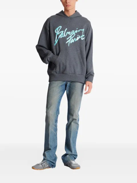 Balmain printed cotton hoodie