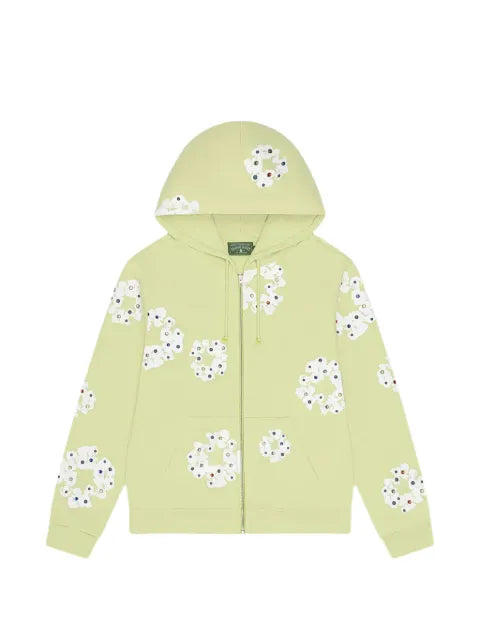 Denim Tears Wreath rhinestone zip-up hoodie