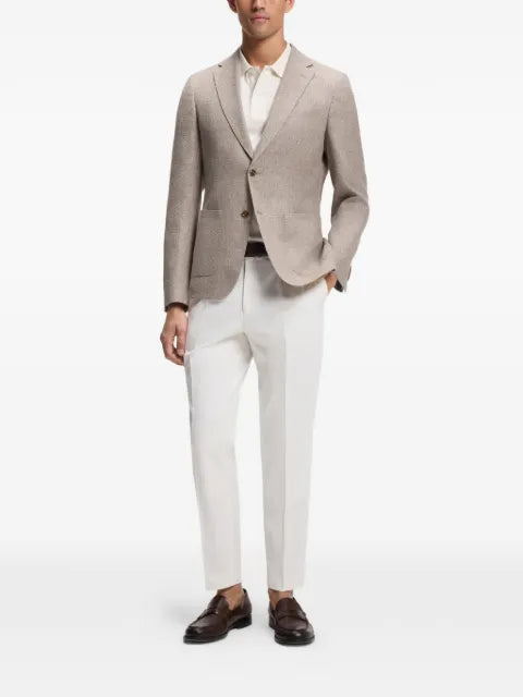 BOSS Slim-fit blazer in a patterned virgin-wool blend