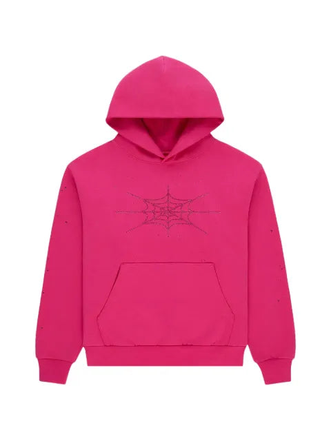 SP5DER rhinestone-embellished silk hoodie