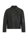 BOSS leather press-stud jacket