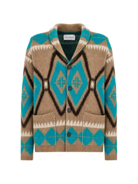 AMARANTO  geometric-pattern shawl-collar cardigan