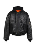 VETEMENTS hooded reversible leather bomber jacket