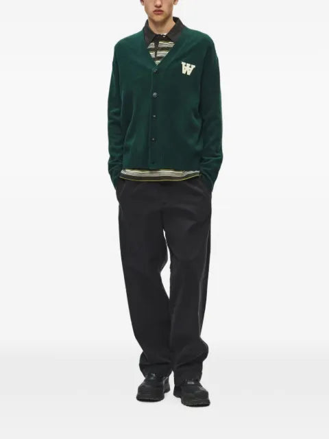 Wood Wood logo-patch V-neck cardigan
