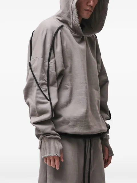 Thom Krom piping-detail raw-edge hoodie