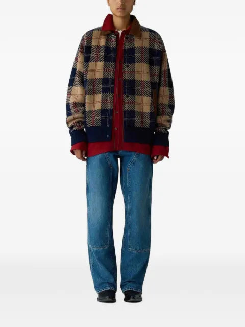 Guest In Residence check-pattern corduroy-collar bomber jacket