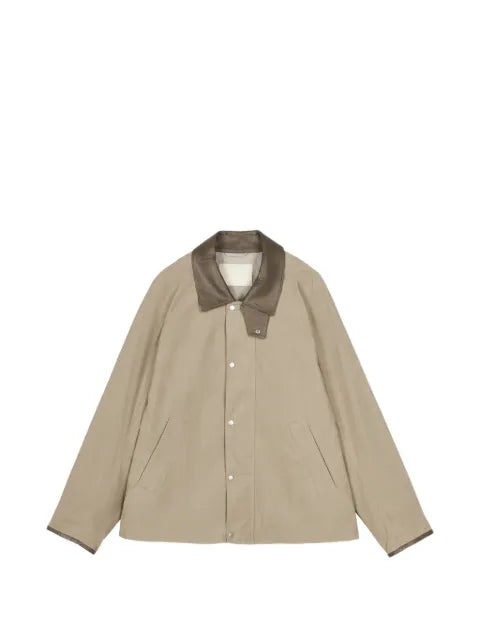 CROQUIS leather-collar raglan-sleeve shirt jacket