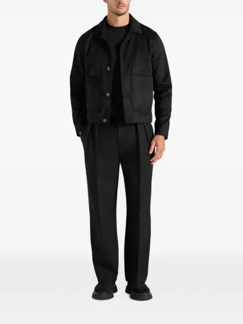 Manière De Voir Michel - suede jacket with revere collar - black