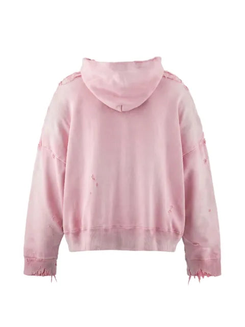 Monokemade distressed floral-print hoodie
