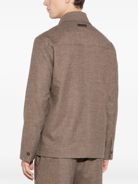 Paolo Pecora melange-effect button-up jacket