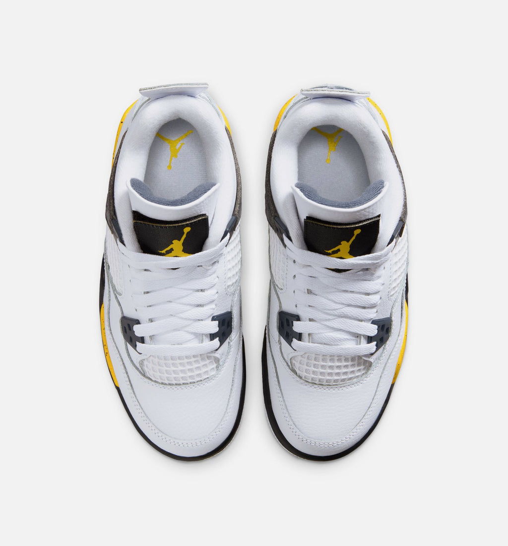 Air Jordan 4 Retro 'Rare Air Tour Yellow' Grade School - White/Dark Blue Grey/Black/Tour Yellow