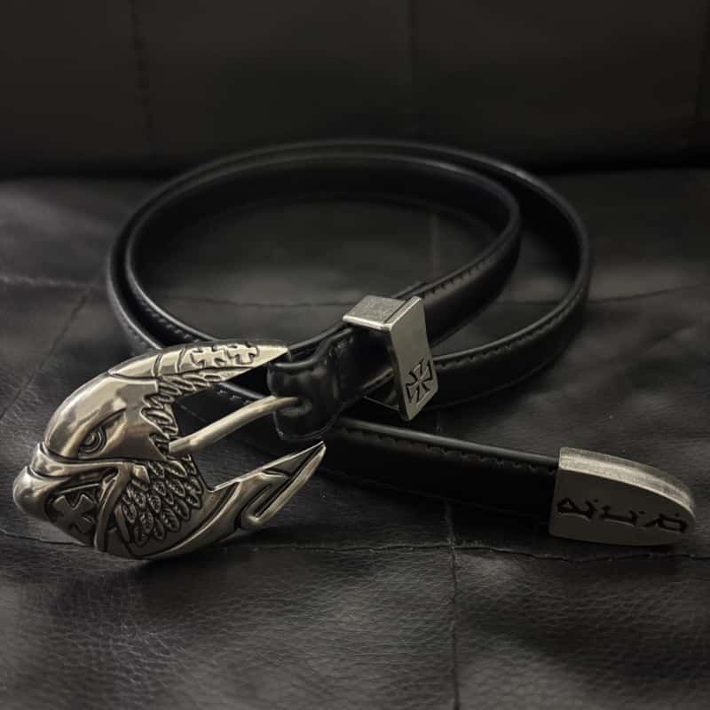 ERD Leather Belt 3D Carved Eagle Cross Vintage Waist Belt