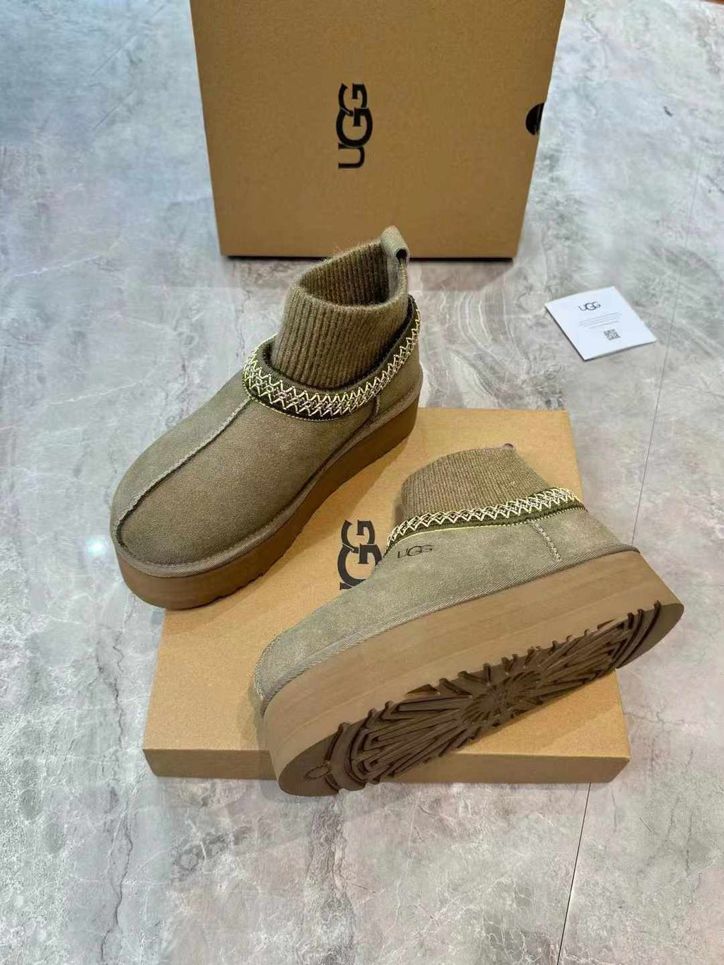 Ethnic Style Snow Boots with Wool Sock Cuff — New Arrival | In Stock
