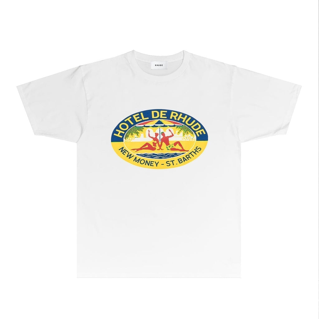 Rhude T-shirts Printed Trendy Pure Cotton