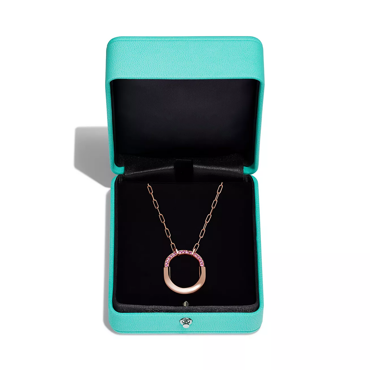TIFFANY LOCK MEDIUM PENDANT PINK DIAMOND PINK GOLD NECKLACE