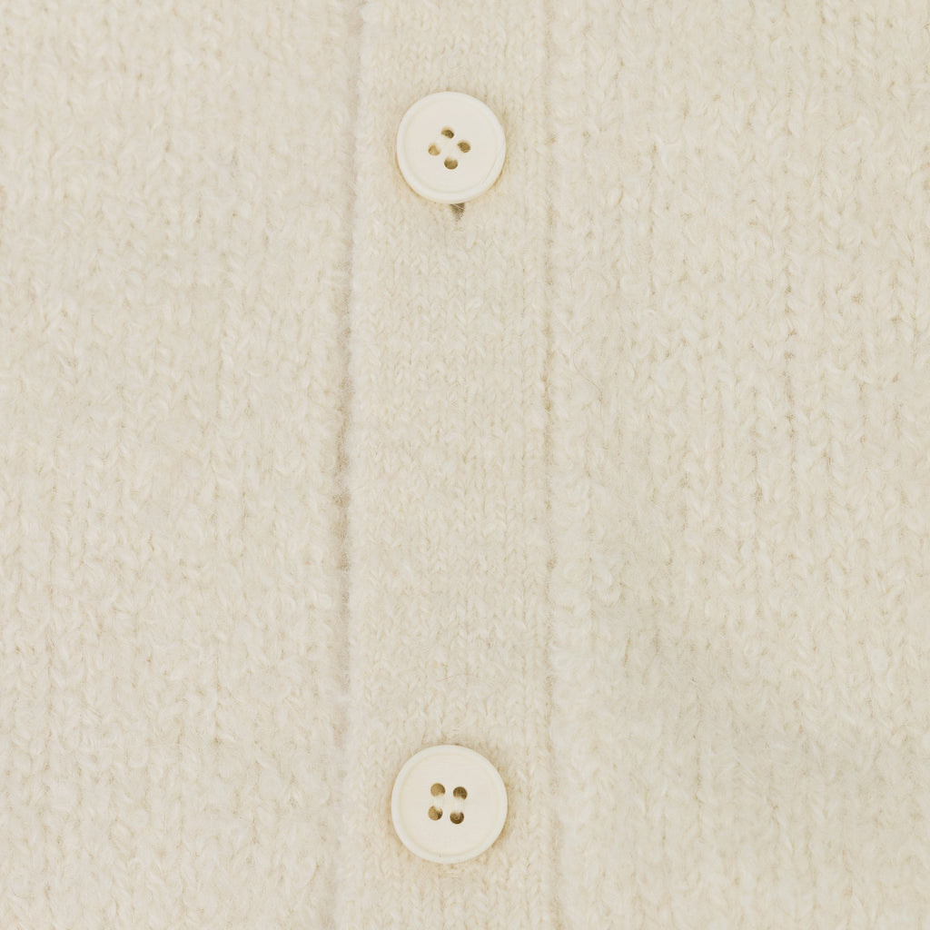 White Intarsia Knit Logo Cardigan