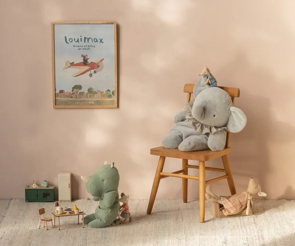 Elephant plush, Big - Blue/grey