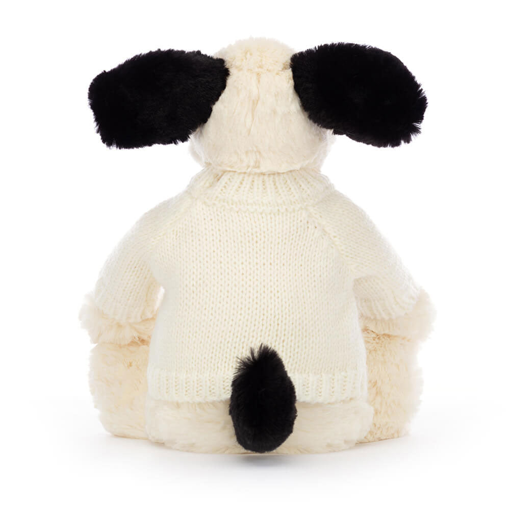 Bashful Black & Cream Puppy with Personalized Cream Jumper
