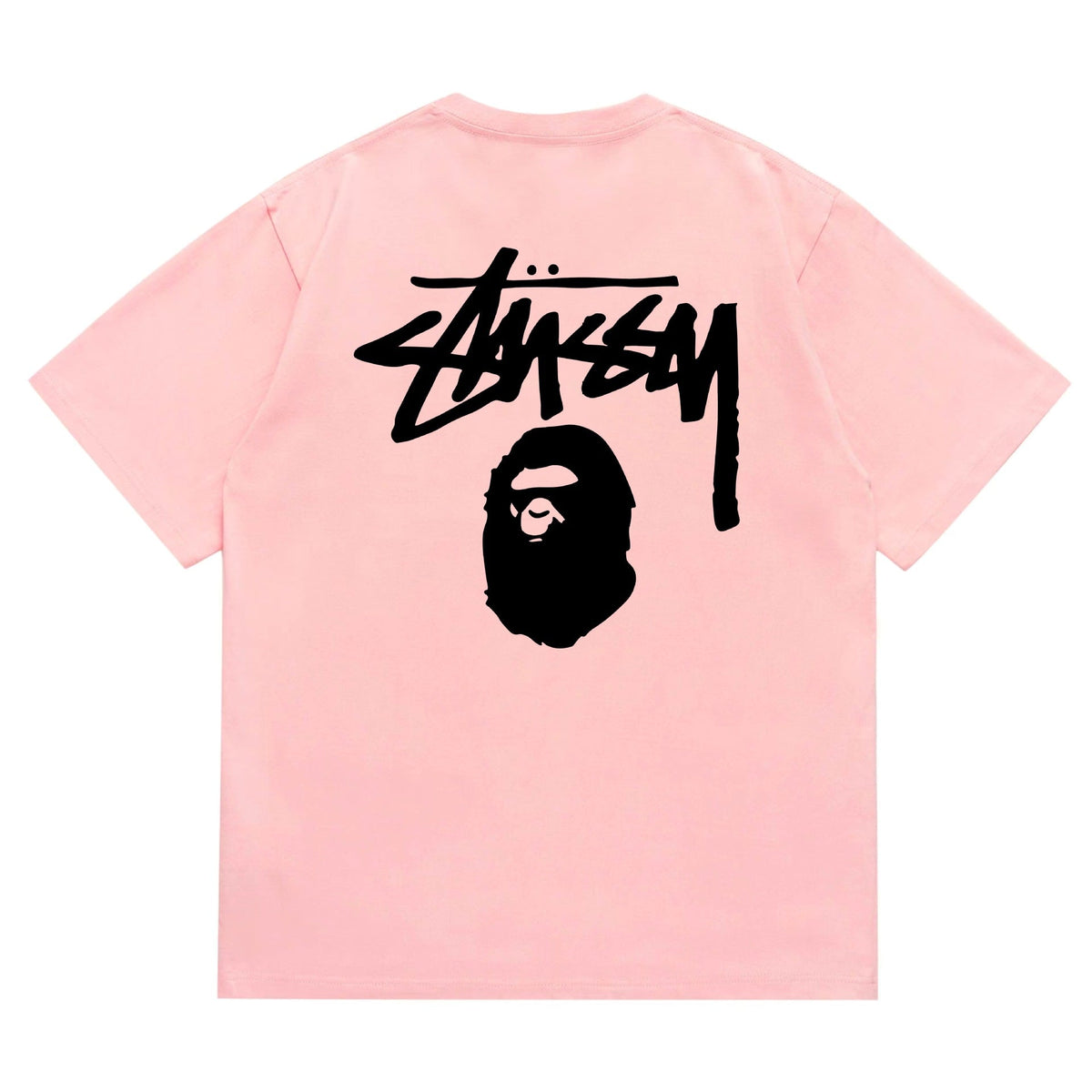 Bape X Stussy Ape Head Shark Multi‑Graphic Cotton Tee Multi‑Style