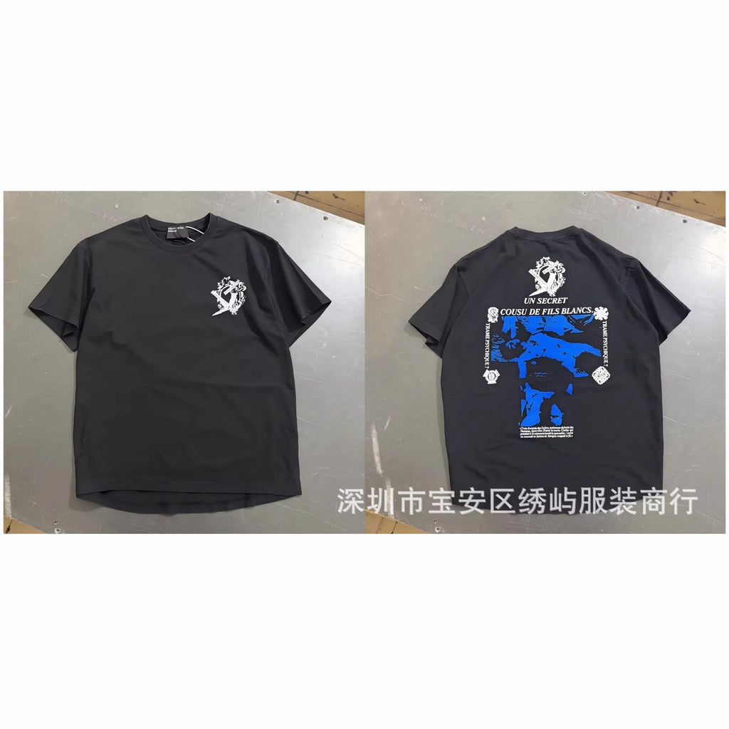 ERD Portrait Letter Print Crew Neck Short Sleeve T Shirt Unisex
