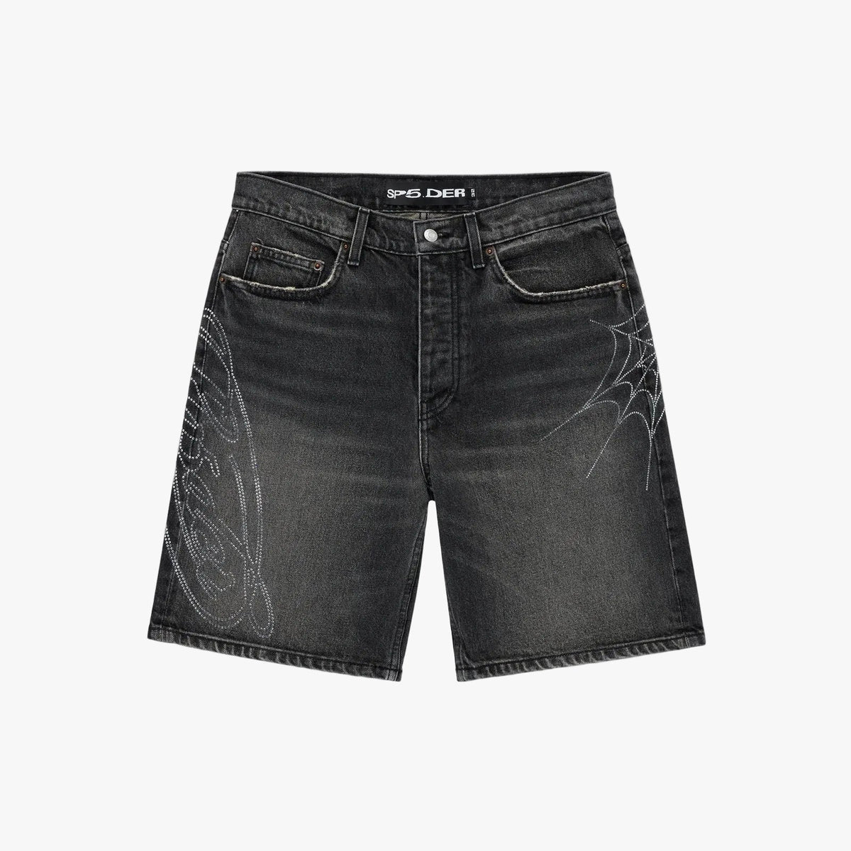 Sp5der SCRIPT WEB DENIM SHORT Black