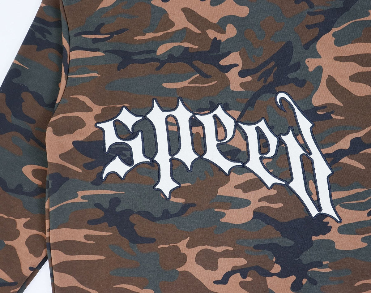 Godspeed Camouflage Gothic Letter Zip Hoodie