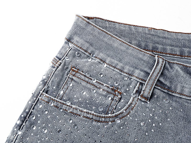 Purple Brand Rhinestone Light Wash Denim Shorts