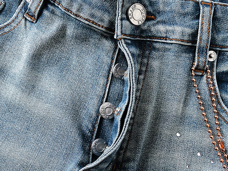 Purple Brand Rhinestone Light Blue Denim Shorts