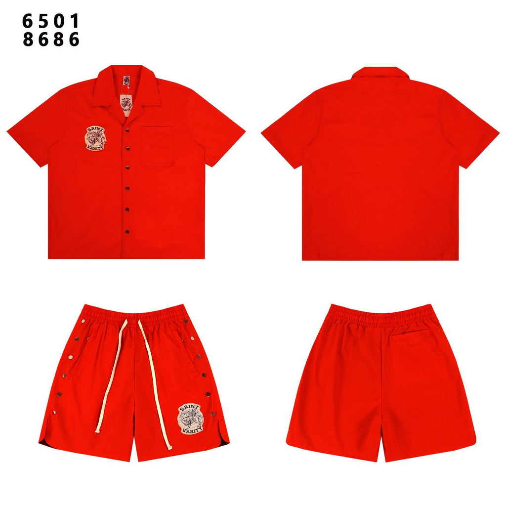 SAINT Tiger Patch Short-Sleeve Shirt & Shorts Set