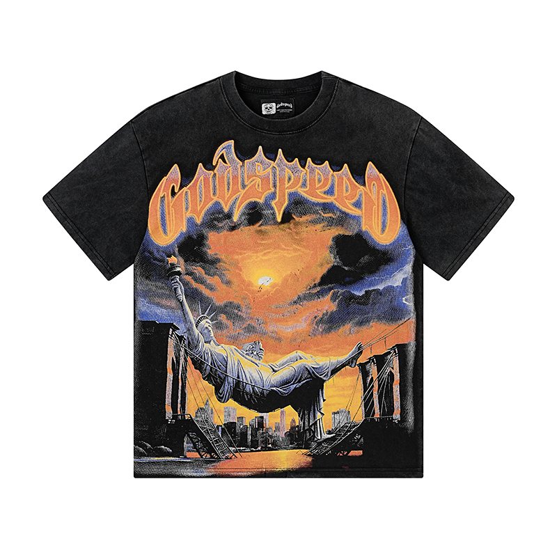 Godspeed Out of Many One Washed Black Graphic T-Shirt