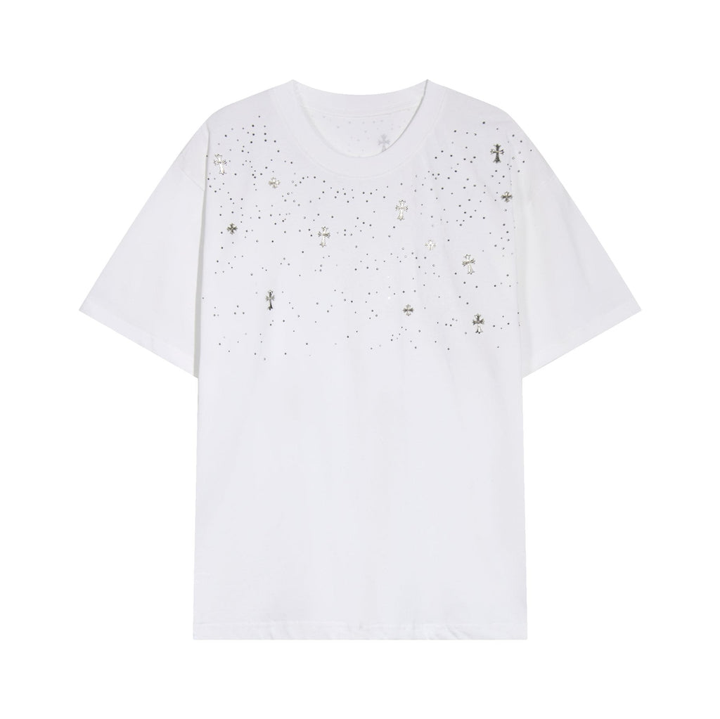 Chrome Hearts Rhinestone Cross Embellished T-Shirt