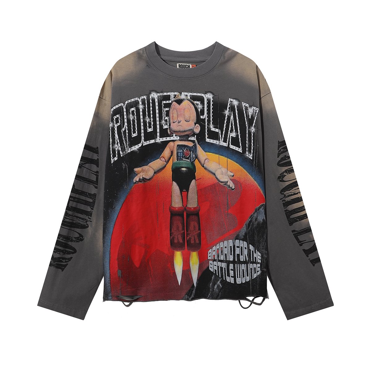 Rough Play Astro Boy Rhinestone Graphic Long-Sleeve T-Shirt