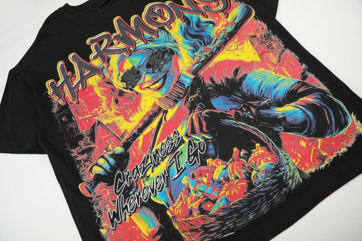 HARMONY Black Front & Back Graphic T-Shirt