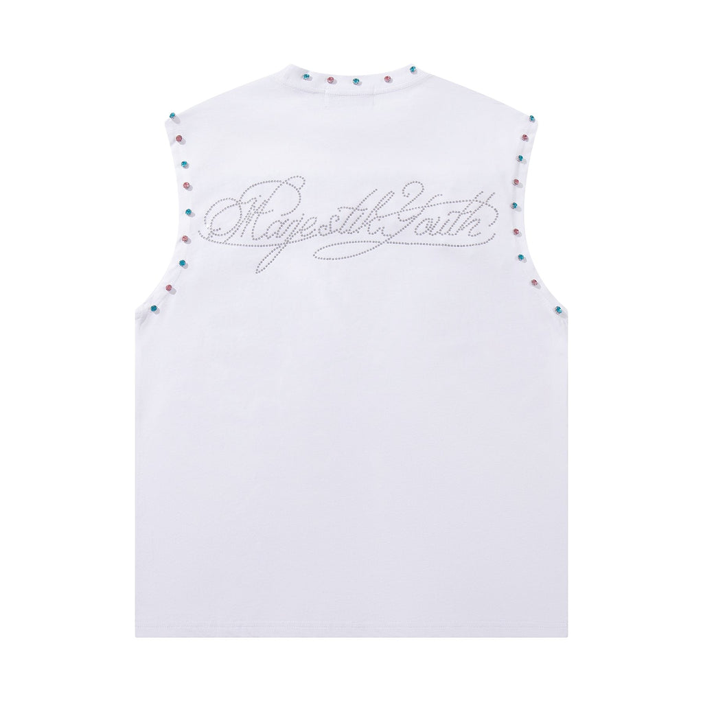 MAJESTIK Horse Rider Rhinestone Sleeveless T-Shirt