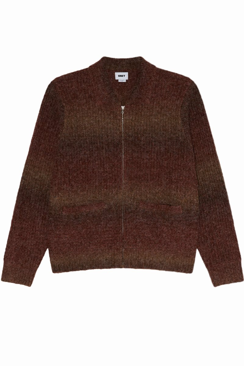 OBEY ANTON GRADIENT CARDIGAN Brown