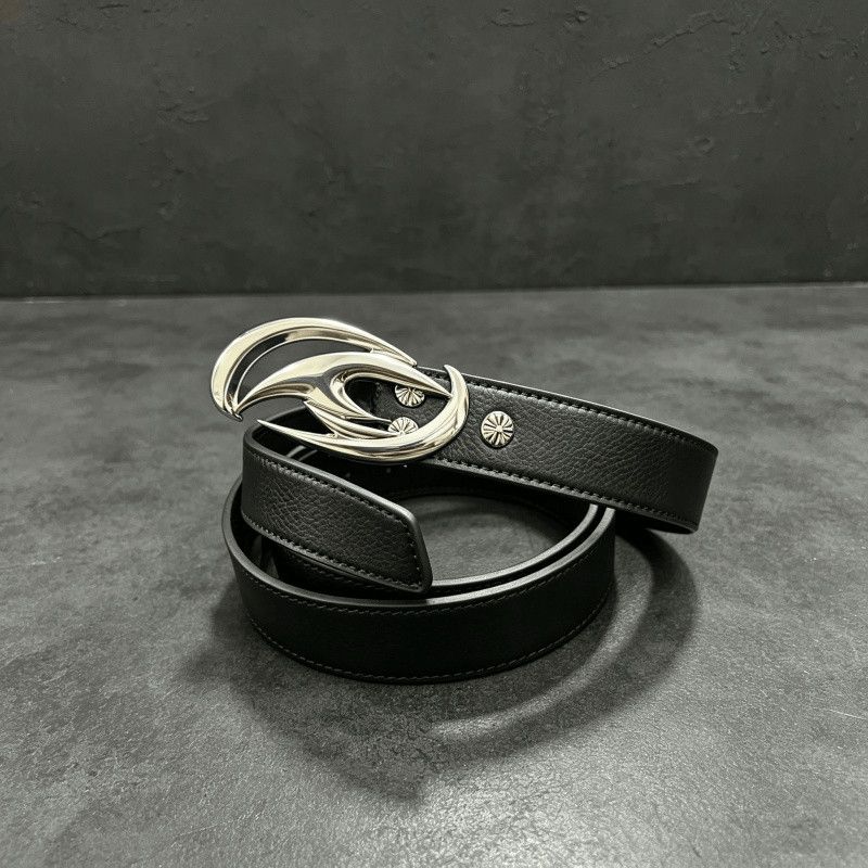 Flame Wing Metal Buckle Leather Belt Avant-Garde Genuine Cowhide Waist